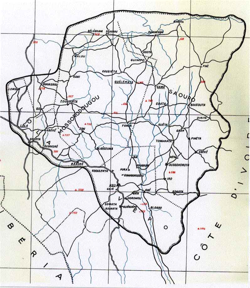 Carte du pays kono en Guinee