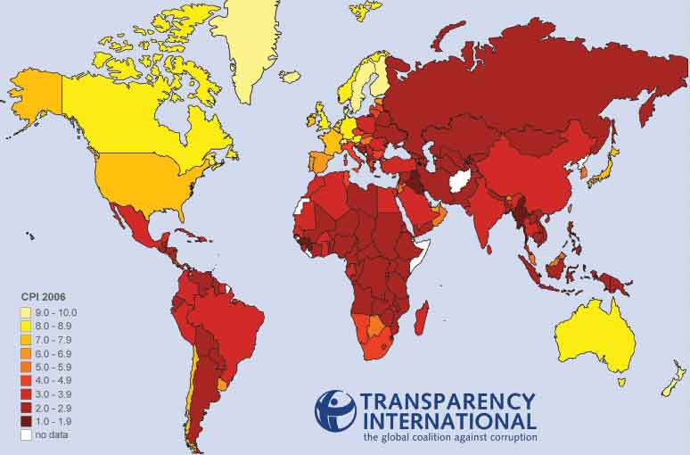 Carte CPI. Transparency International