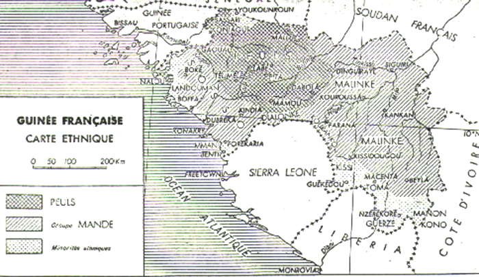 Guinee Francaise. Carte ethnique