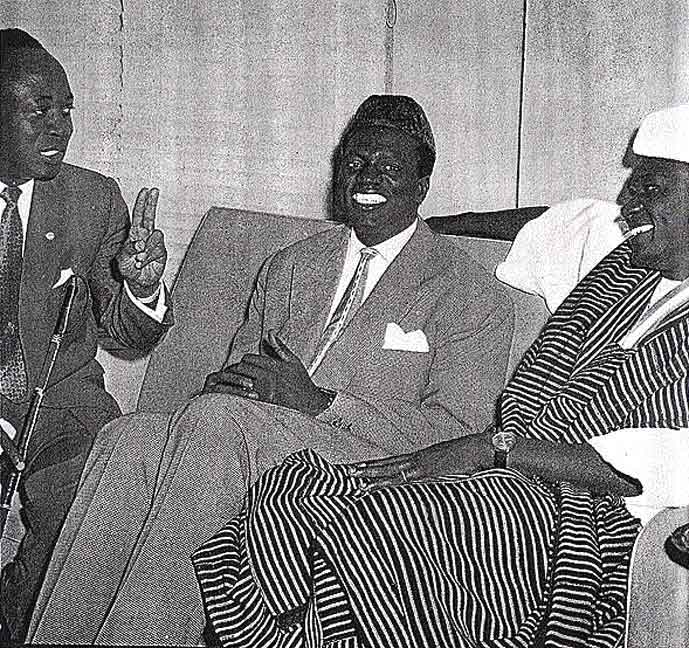 Premier ministre Kwame Nkrumah (Ghana) avec Presidents Sékou Touré, et Modibo Keita (Mali)